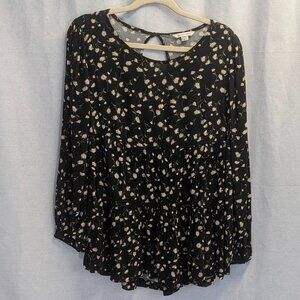 American Eagle Size Small Black Floral Boho Top